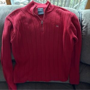 Vintage Polo Jeans Co. Ralph Lauren Red 1/4 Zip Knit Sweater Size Med